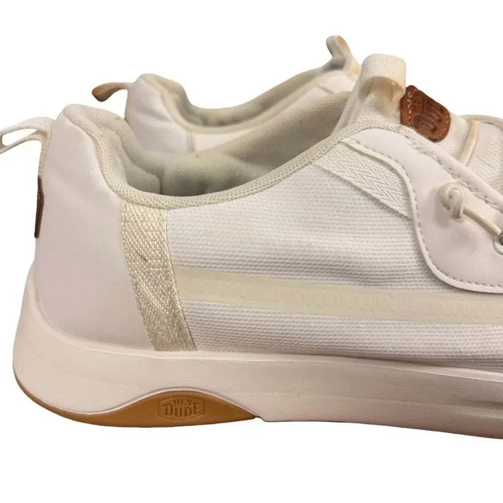 Hey Dude Wally Drift Mesh Canvas Slip On White Casual Shoes Coastal Summer sz 13